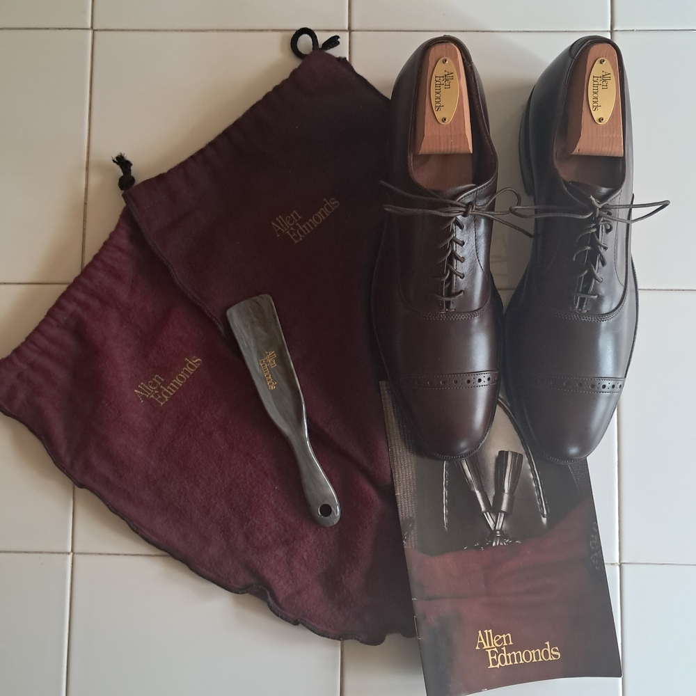Allen Edmonds Park Avenue 5795 Brown Leather Cap Toe Oxford Shoes Mens 8 AA